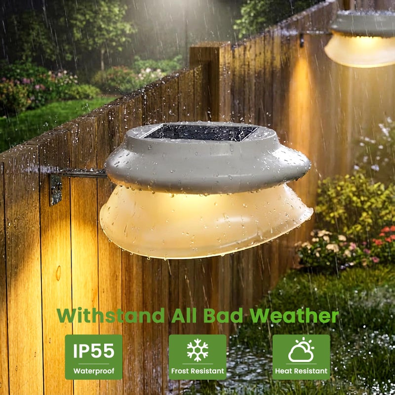 JSOT Solar Fence Lights, Bright Security Outdoor Backyard Lights Waterproof, Patio Decor Sign Lighting for Eaves Deck Pathway Garden Garage Stairs Wall 2 Installations Methods - White Light, 6 Pack - Image 3